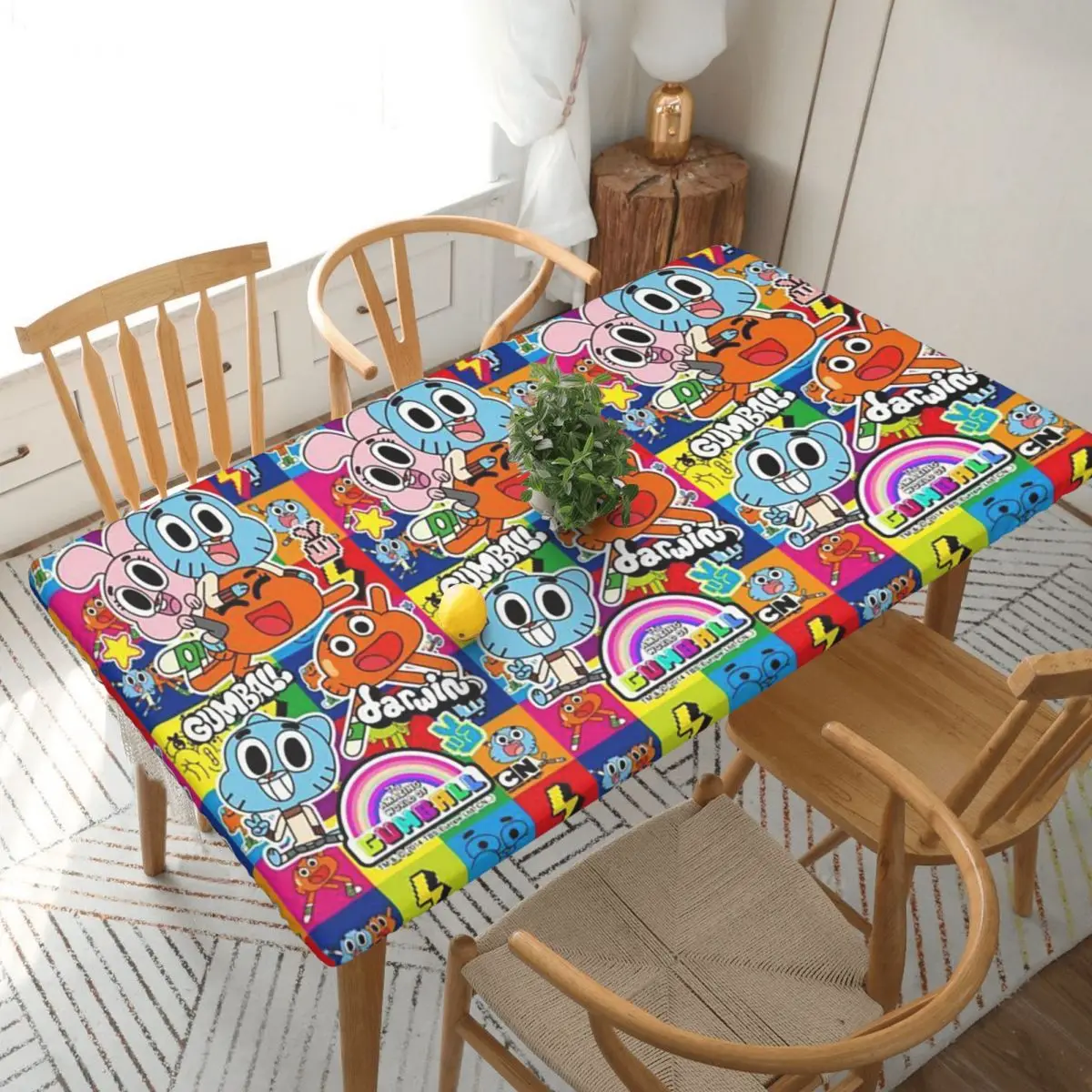 The Amazing World Of Gumball Customized Rectangular Tablecloth Oilproof Table Cover for Dining Events Table Cloth