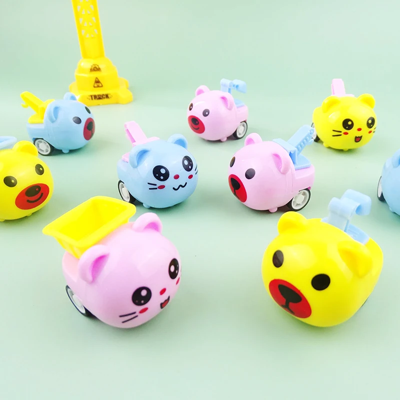 10Pcs Children's Puzzle Toys Cartoon Mini Cute Animal Pull Back Car Toys Funny Candy Colour Cars Kindergarten Kids Holiday Gifts