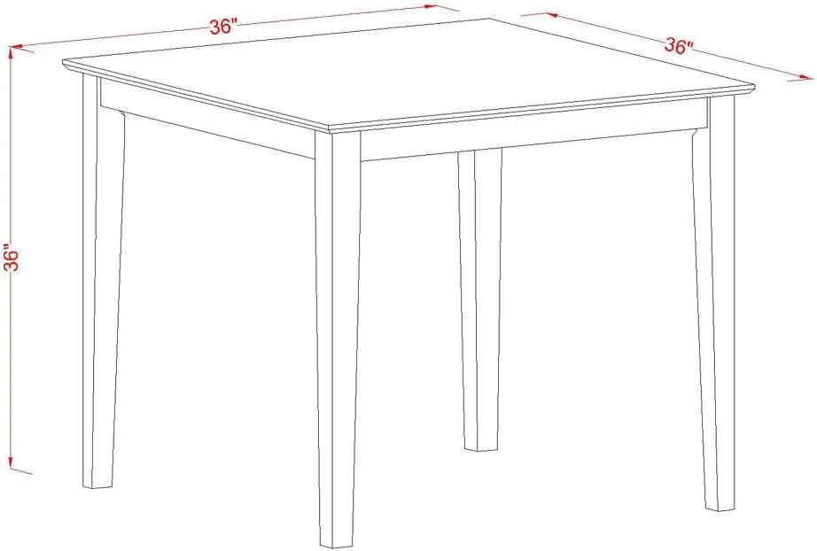 Conjunto de balcão de cozinha de 5 peças VNKE5-WHI-W inclui uma mesa de jantar quadrada e 4 cadeiras de sala de jantar