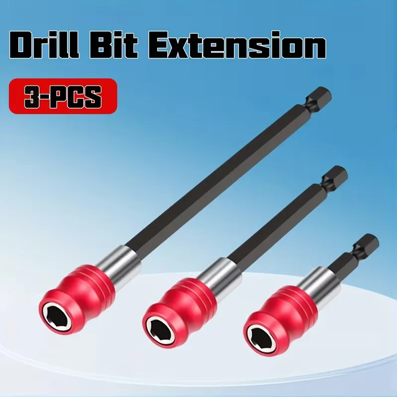 

3pcs Drill Bit Screwdriver Extension Rod Hex Quick Release Electric Screwdriver Extension Bit Holder Sleeve Chuck Adapter