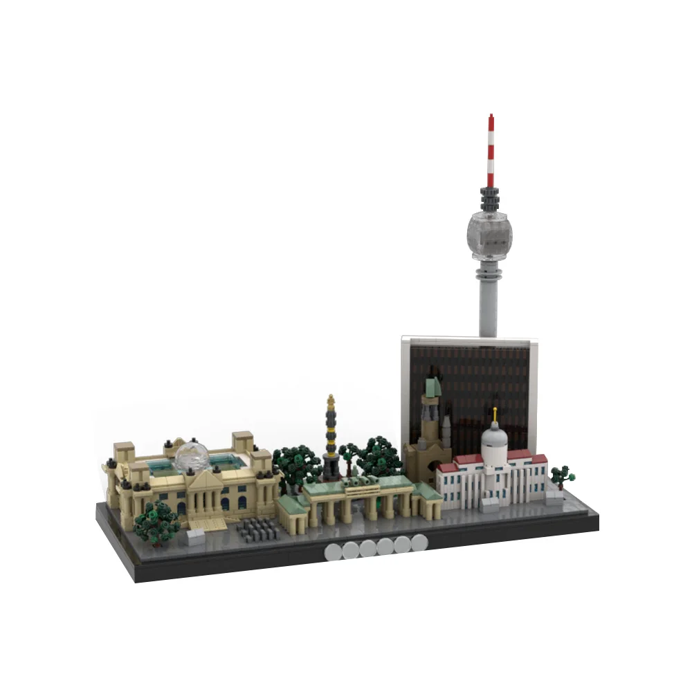 MOC- 197505   Bloques de construcción modelo Berlin Skyline Reichstag Holocausto monumento Brandenburger Tor arquitectura ladrillos juguete para regalo