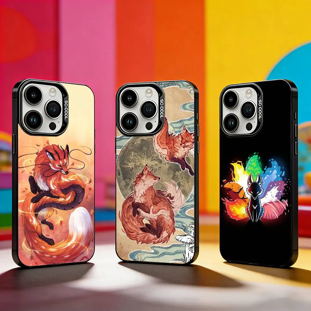 

Cute Fox Cartoon Phone Case For iPhone 17,16,15,14,13,12,11 Plus,Pro Max,XS,Colored silver phone case