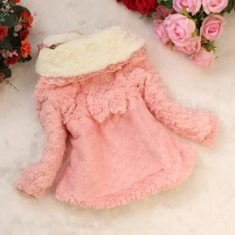 Girls Winter New Coat Warm Wool Sweater Scarf Collar Windproof Fashion Long Sleeved Children\'S Clothing Suitable For 0-3 Years