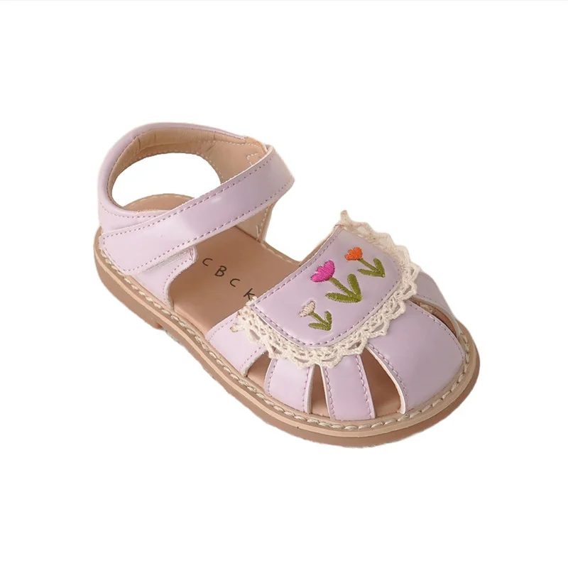 Sandalias para niños y niñas, zapatos de princesa bordados, transpirables, con suela suave, talla 21-30