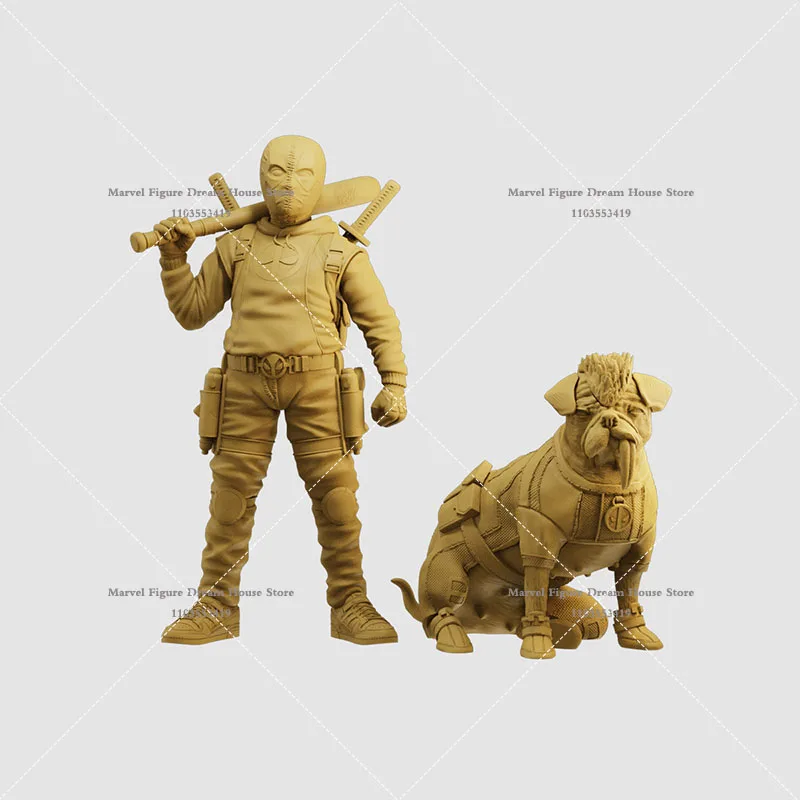 Marvel Comics Miniature Scene, Butter Accessory, One-Panited, Deadpool, Boy Dog, Mini Action Figure Model, White, Scale 1/64, 1/43