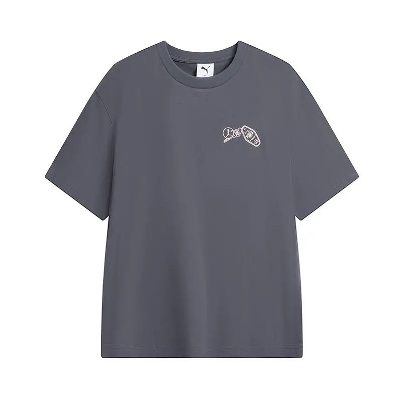 

Puma Grey Puma Спортивная повседневная футболка с круглым вырезом и короткими рукавами, мужская и женская одежда 63295069