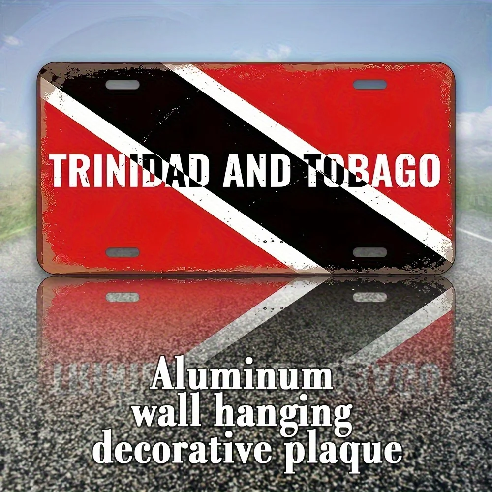 Guyana and Trinidad Metal License Plate Sign -, Waterproof, UV Corrosion Resistant, Suitable for Home, Bar, Cafe or Event Decor