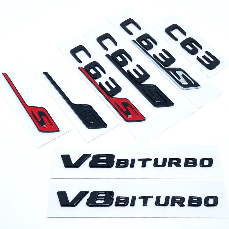 

Letters Numbers Emblem C63 C63s V8Biturbo for Mercedes Car Fender Trunk Rear C205 S205 W205 Logo Sticker Cars Accessories