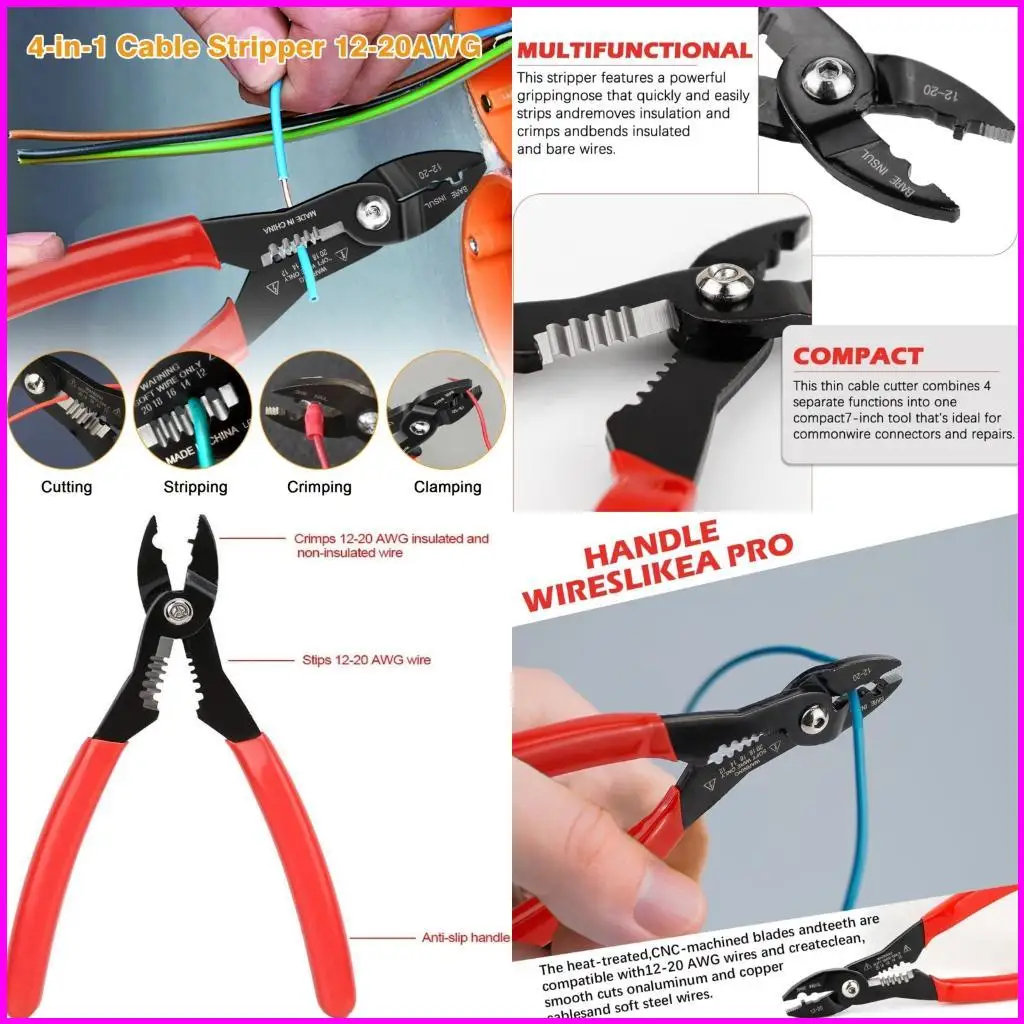 

4 in 1 MultiFunction Wire Stripper Crimper Tool for Wire Stripping Crimping