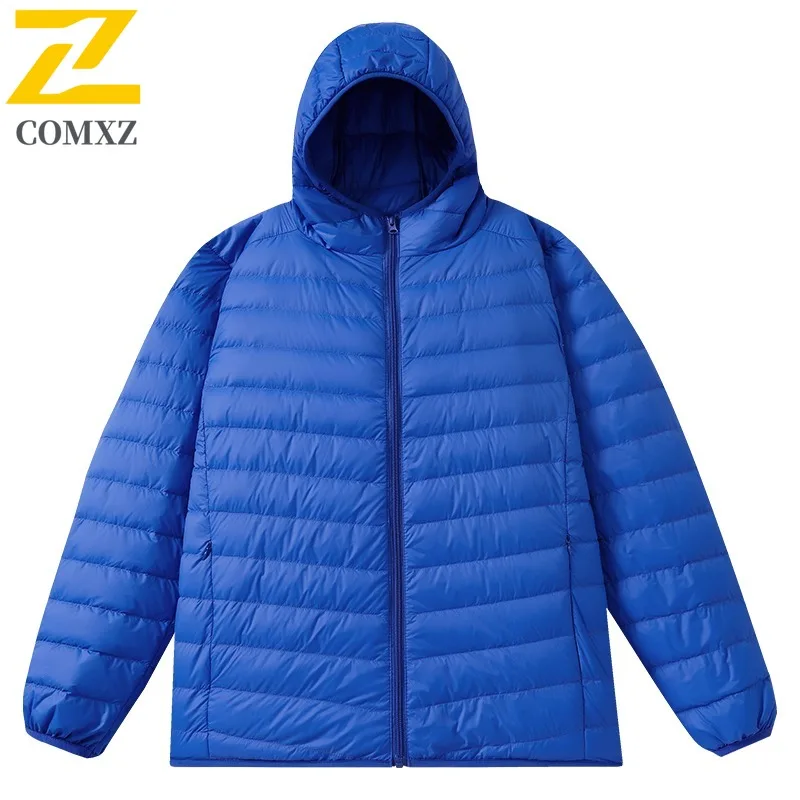 COMXZ 2025 Men Winter 90% White Duck Down Down Jacket New Workwear Thermal waterproof and windproof Hooded Casual outdoor Coat