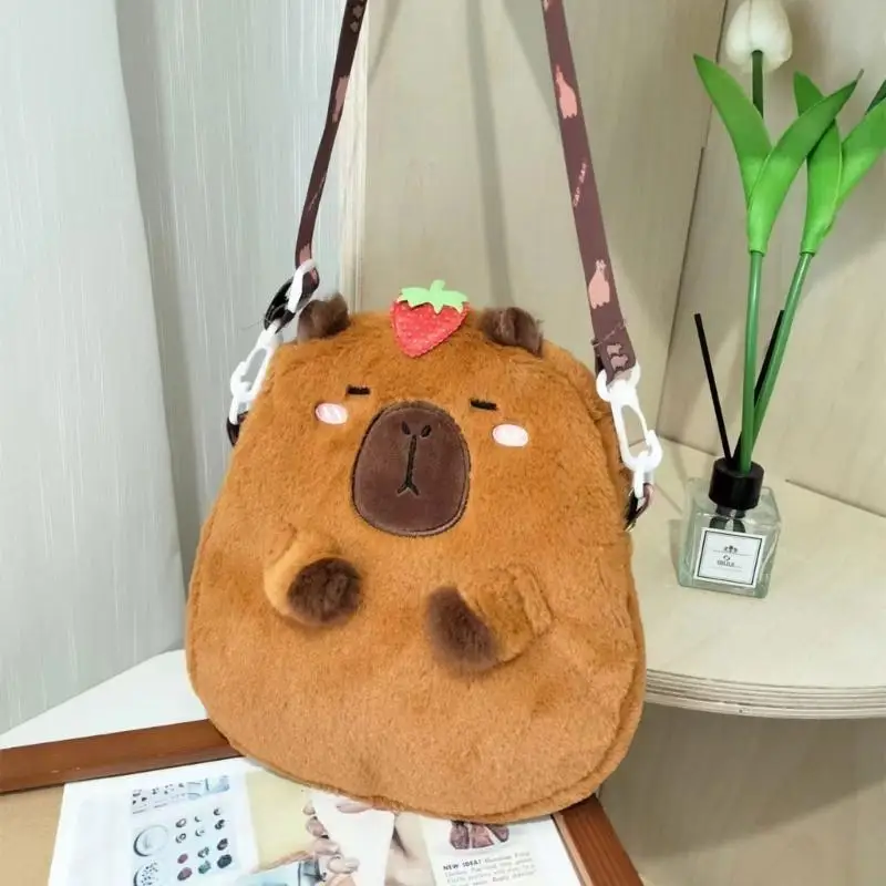 

340D Soft Plush Capybara Shoulder Bag with Cartoon Designs Children's Crossbody Bags