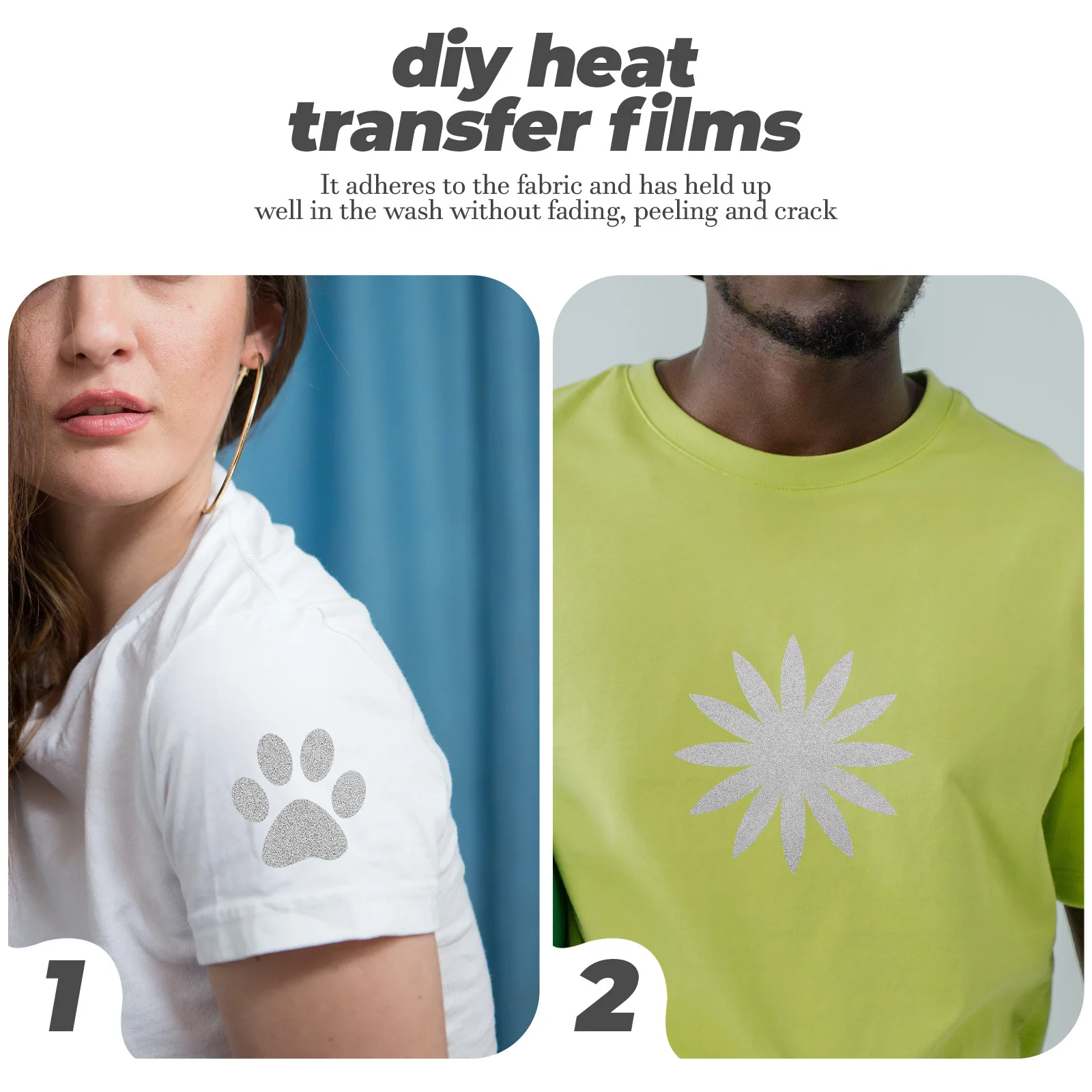 

1 Sheet Heat Transfer Vinyl Decorative Glitter Iron on Vinyl for T-Shirts Clothes DIY Crafting Home Use Soft Adhesive Heat