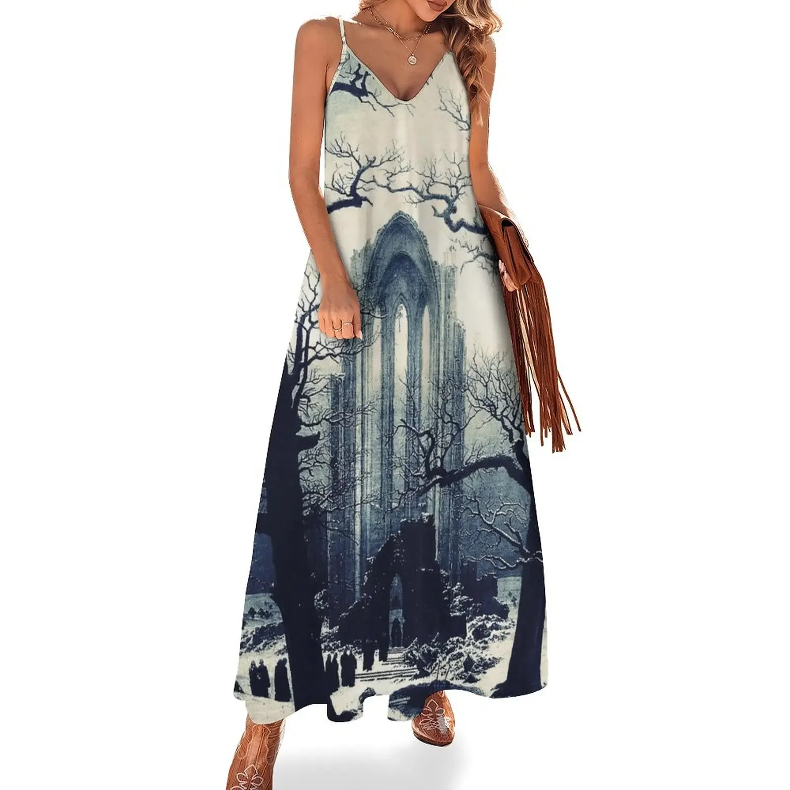 

Monastery Graveyard under Snow by Caspar David Friedrich Sleeveless Dress Woman clothes dress for women Dress