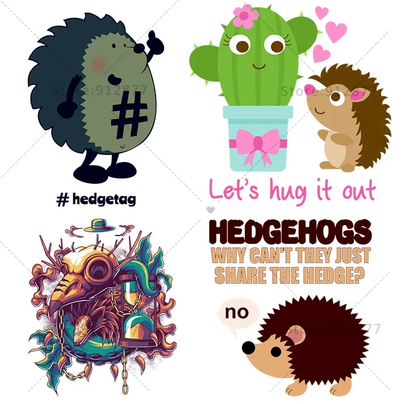 Ready to Press on Garment Let's Hug it out Cactus & Hedgehog Is My Child Animals Pets HEDGEHOGCADO Hedgehpgs In Love Iron logo