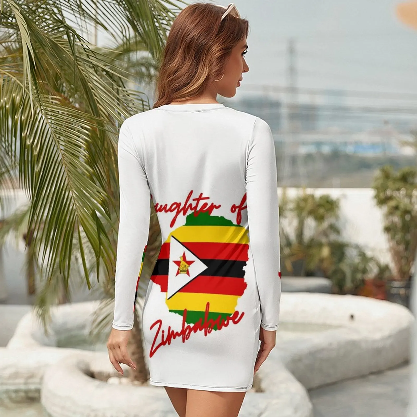 Daughter of Zimbabwe Map Flag Long-sleeved Dress prom clothes dress women summer Dresses