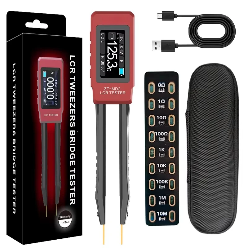 Digital Bridge Tweezers Handheld Multimeter with LCD Display and Auto Range Model ZT-MD2