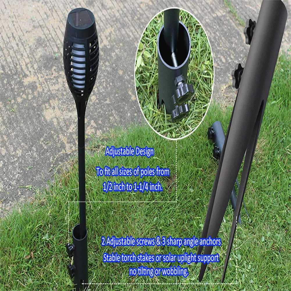 4 Pack Steel Garden Stakes for Torch Holders Solar Light Mounts Ground Spikes for Flagpoles Fishing Rods Outdoor Metal Supports