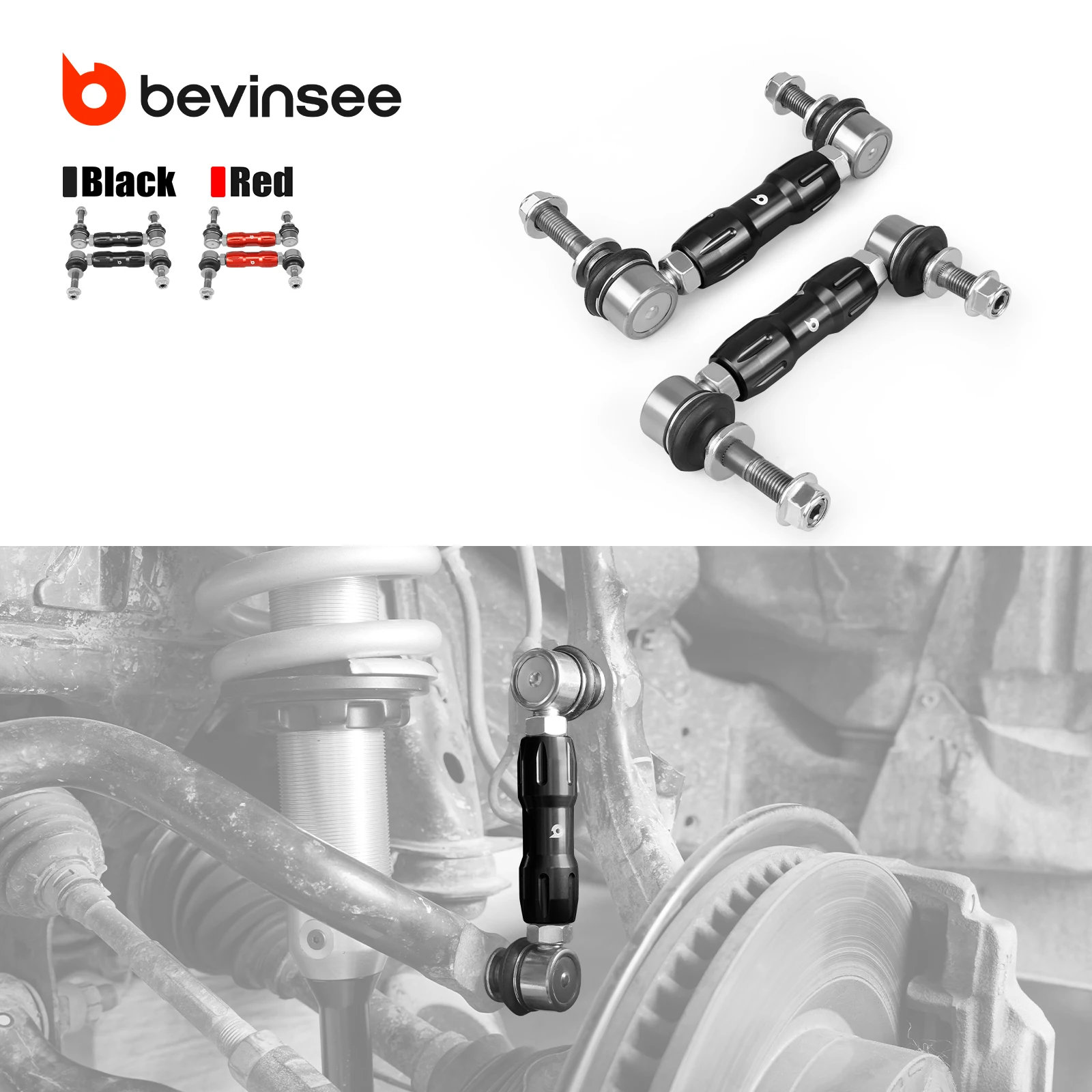 

BEVINSEE Front Sway Bar Link Kit for Toyota 4Runner 2003-2024, for Toyota FJ Cruiser 2007-2014, Replace 48810-60040, 48820-60050