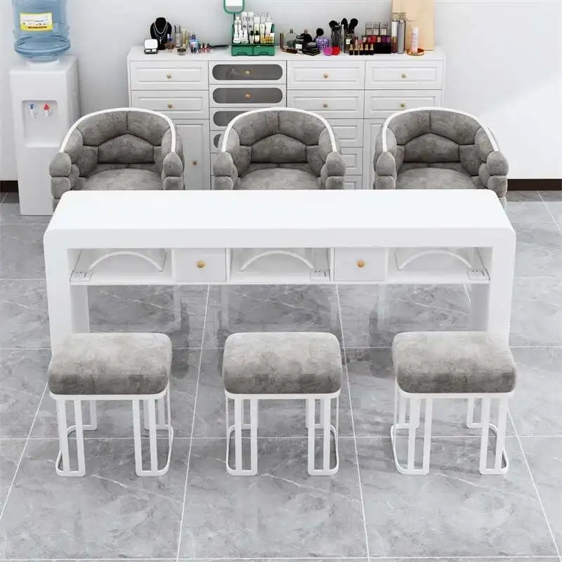 

Cream Style Dressing Manicure Table Japanese Simple Storage Wooden Nail Tables Retro Nail Artist Salon Furniture Nail Desk LLMT