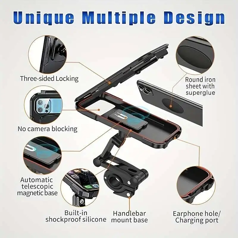 

Touch Screen Clip, Universal Phone Bag 360°Rotatable Scooter, Motorcycle Accessories, Rotatable Adjustable Handle, Lightweight