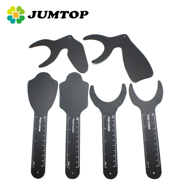 JUMTOP 6Pcs Dental Photo Contrast Black Background Board Image Contrast Oral Cheek Plate with Scale Mark