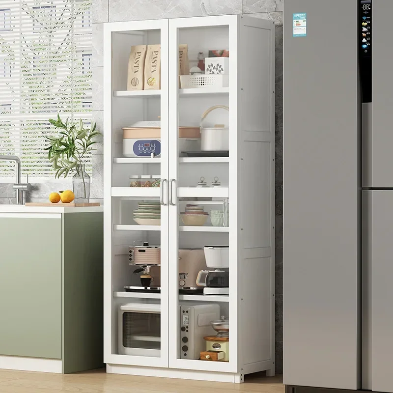 Kitchen rack dust-proof household multi-layer shelf floor-to-ceiling cabinet multi-functional microwave oven pot storage