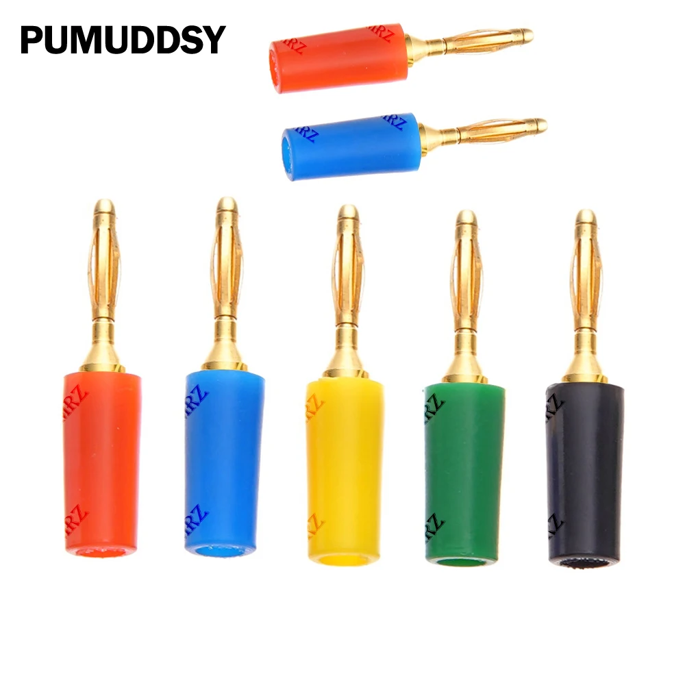 5PCS 2MM Audio Banana Plug Welded Assembly Experimental Test Cord Head Mini Speaker Pure Copper Gold Plated Plug Connector