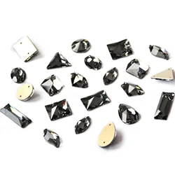 Black Diamond Colors Shapes Sew on Rhinestones Glass Crystal Flatback Sew-on Stone Beads for Garment Dress Craft Supplies