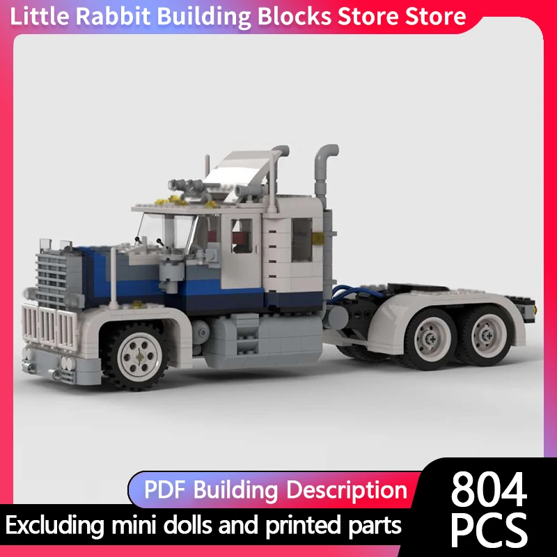 City Car Model MOC Building Bricks Truck With V12 Engine In Bluetones Modular Technology Children Holiday Gift Assemble Toy Suit