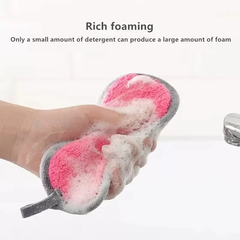 Double Sided Kitchen Scouring Pad, Reusable Dishwashing Sponge Brush for Pot Pan Dish Home Cleaning