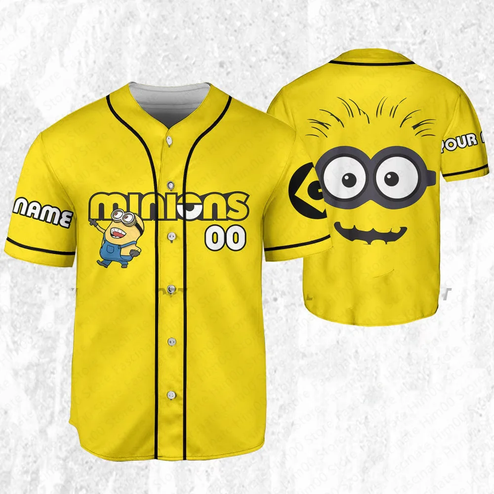 2024 new cartoon minion baseball uniform T shirt children's summer short-sleeved boy sportswear girl cute pattern T-shirt