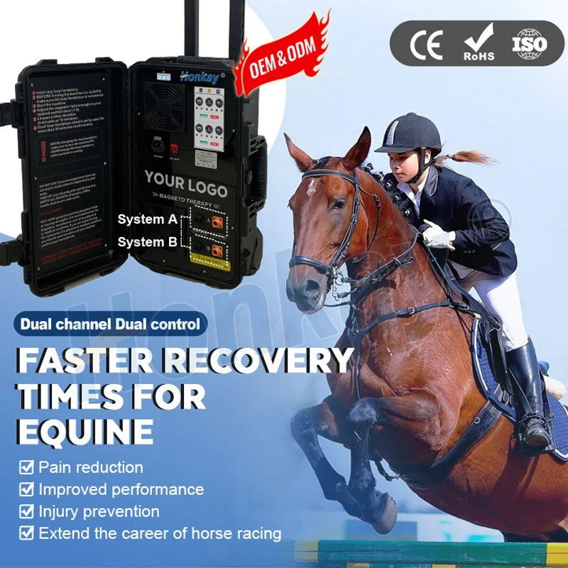 Dual-channel Dual-control Pemf equine horse Magnetic Therapy Device Pemf Loop Vet Horses Muscle Recovery Leg Joint Pain Relief