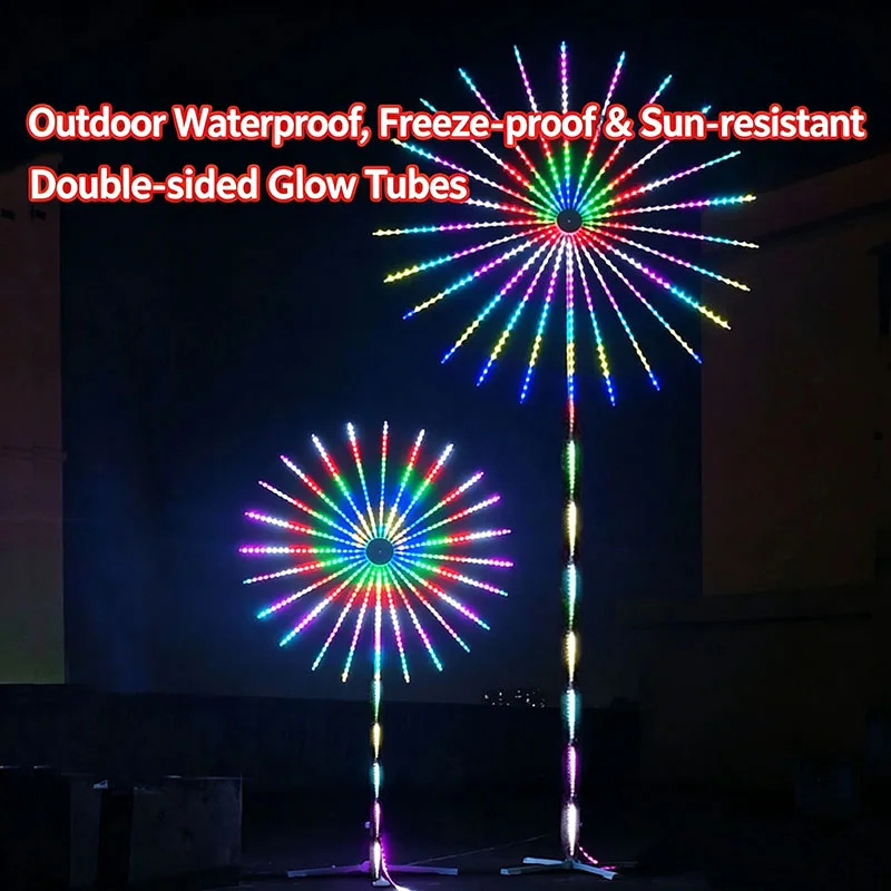 Firework Lights, Programmable Courtyard Decor Lights, Dual‑Speaker Sound‑Light Sync, Double‑Sided Glow, Rain Frost Resistant