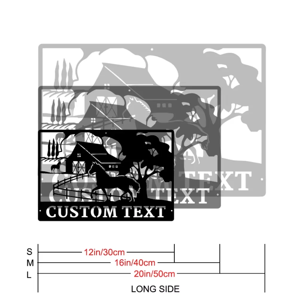 Exclusive Personalized Metal Sign for Horse Ranches. Custom Text, Rustic Design