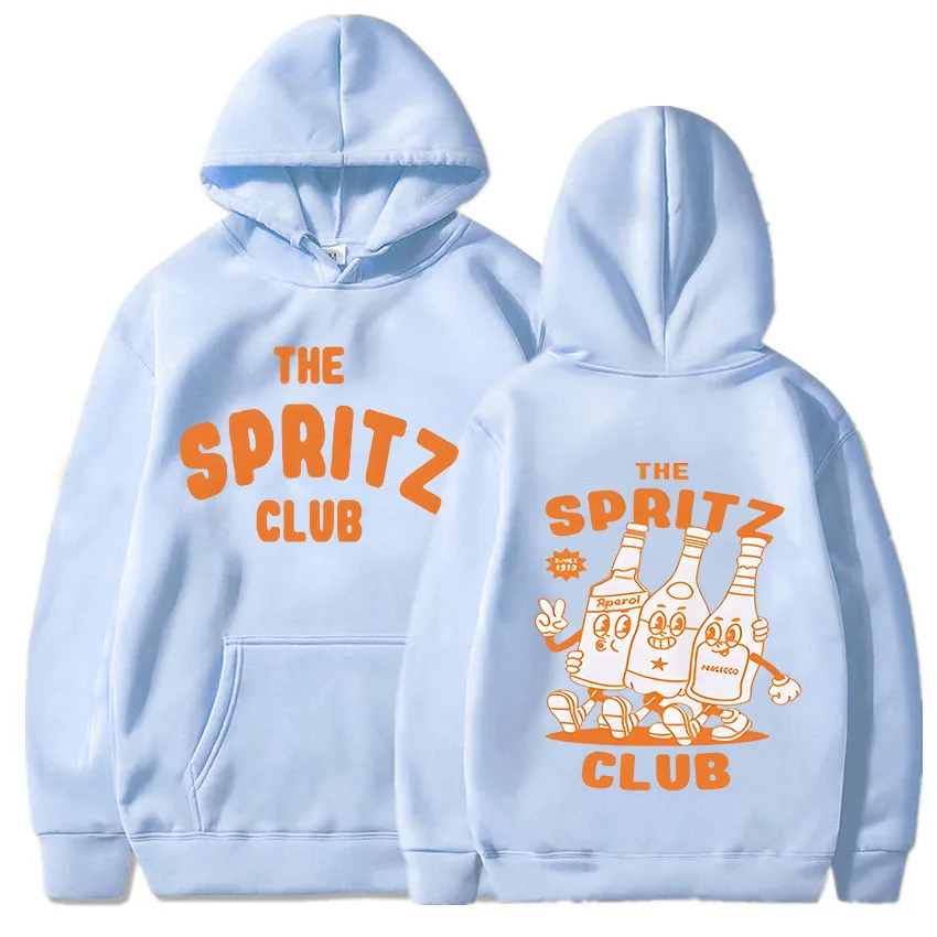 Aperol Spritz Club Hoodies Men\'s Harajuku Vintage Cocktail Sweatshirts Unisex Round Neck Long Sleeve Social Retro Pullovers Tops