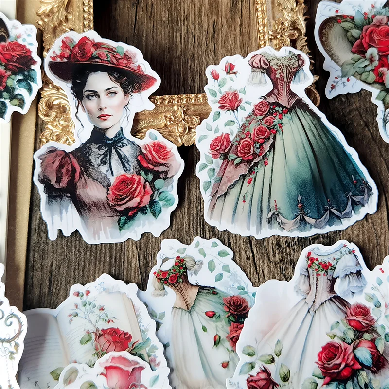 

Милые винтажные Мультяшные наклейки в виде Розы, девушки миссис Виктория, наклейки для журнала, дневника, скрапбукинга, искусственное украшение, стационарный журнал