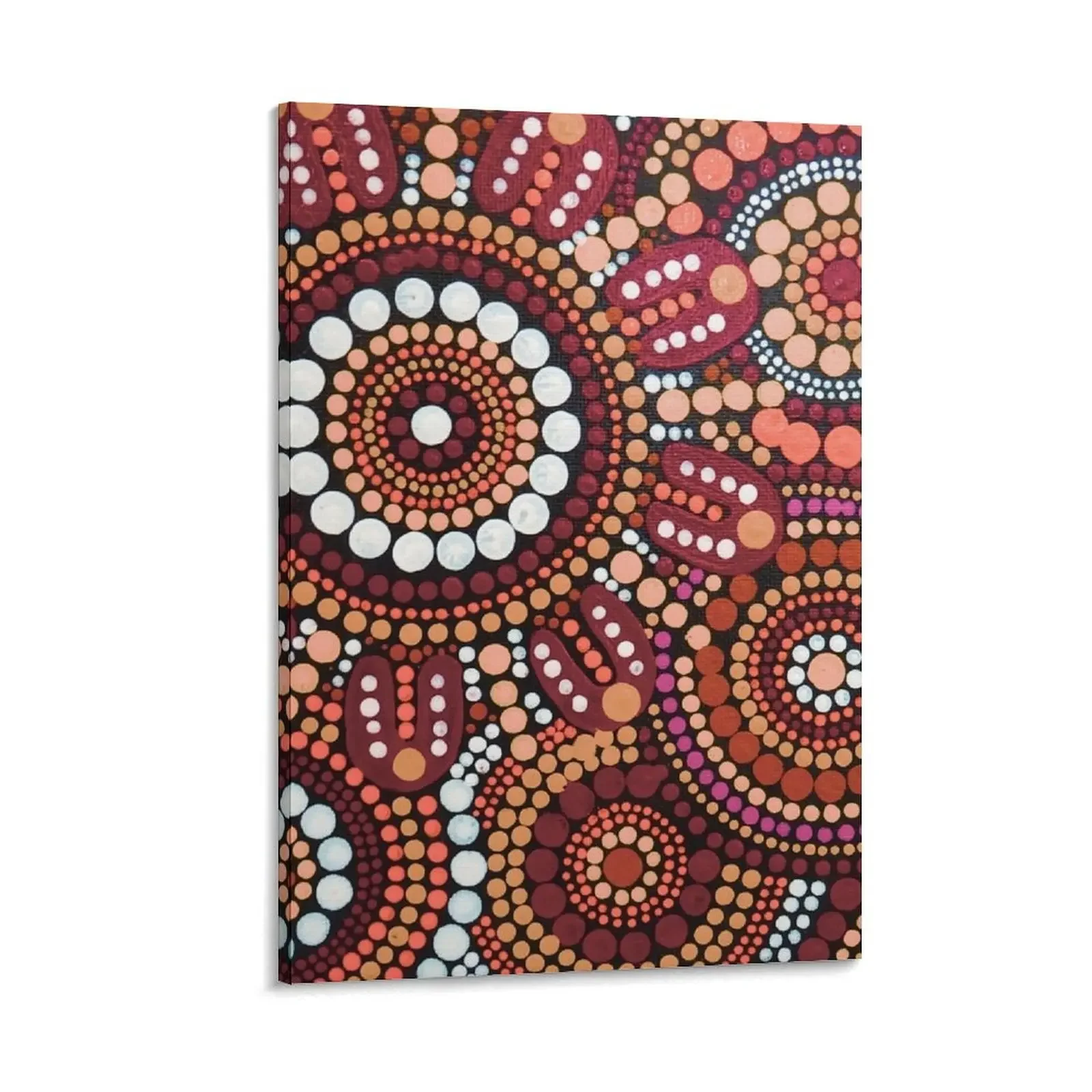 

Australian Aboriginal Art Red Pattern Family Gathering Canvas Painting anime japanese room decor