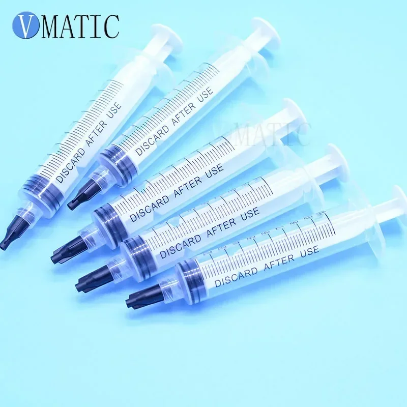 Free Shipping 10cc/ml Glue Dispensing Syringe With Black Cap 5Sets/Pack
