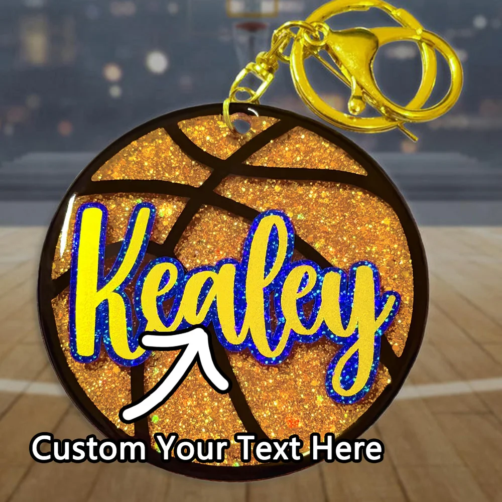 1PC Custom Keychain - Personalized Name, Basketball Design, Unique Style, Laser Engraved, DIY, Ideal Daily Use Accessory & Gifts