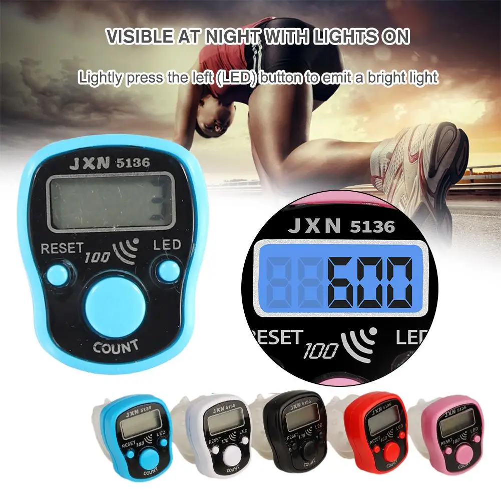 LED Backlight Electronic Finger Tally Counter Portable Digital Ring Hand Counter with Adjustable Strap High Precision Clicker
