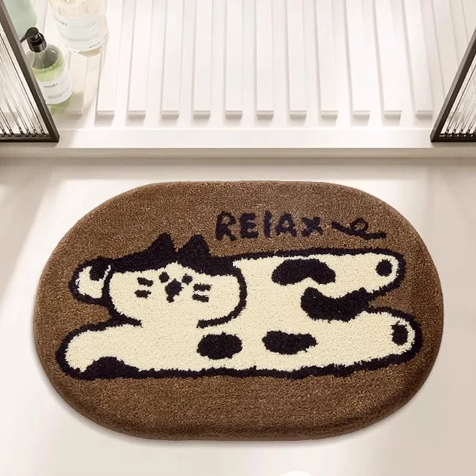 Tufted Faux Cashmere Bathroom Floor Mat Absorbent Anti Slip Printed Stripe Rug Machine Washable Soft High Low Pile X Cm Bedroom