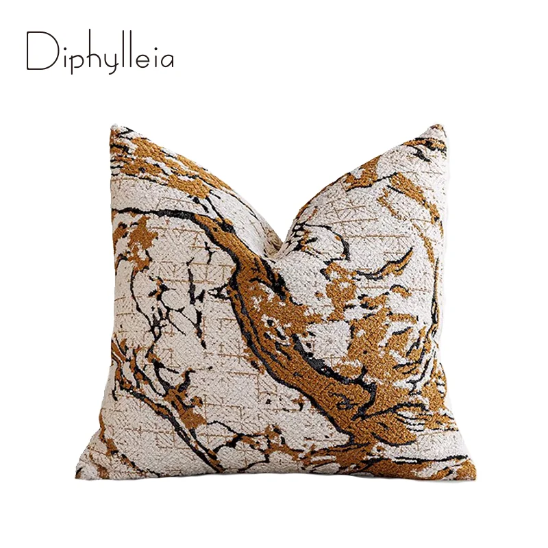 

Наволочка Diphylleia Natural Beauty в натуральных земляных тонах с абстрактным узором, роскошный жаккардовый чехол для подушки с мраморным рисунком для гостиной и спальни
