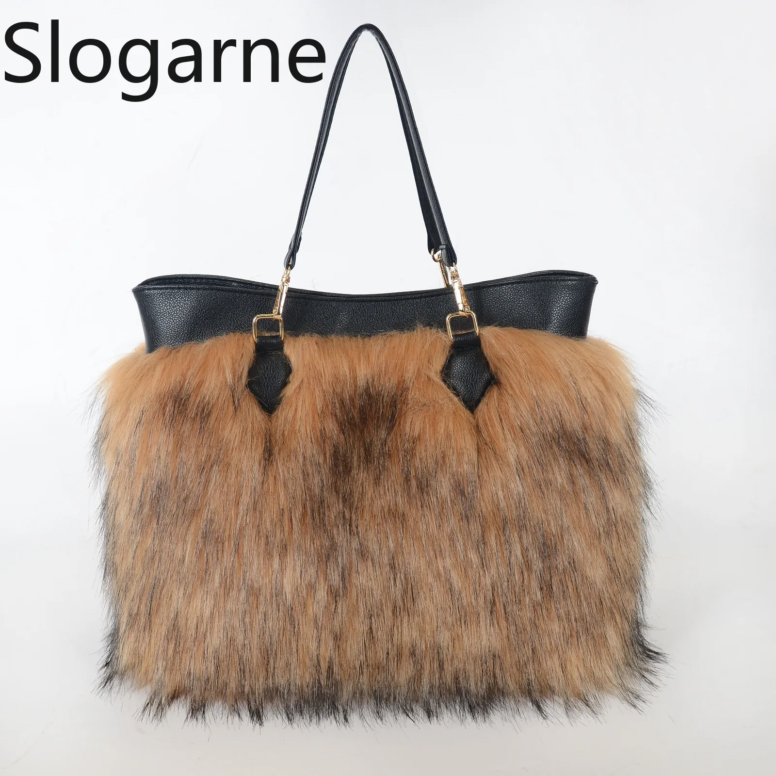 Frauen Große Kapazität Faux Pelz Taschen Damen Winter Mode Pelzigen Handtaschen Luxus Design Leopard Unterarm Tasche Flauschigen Schulter Tasche