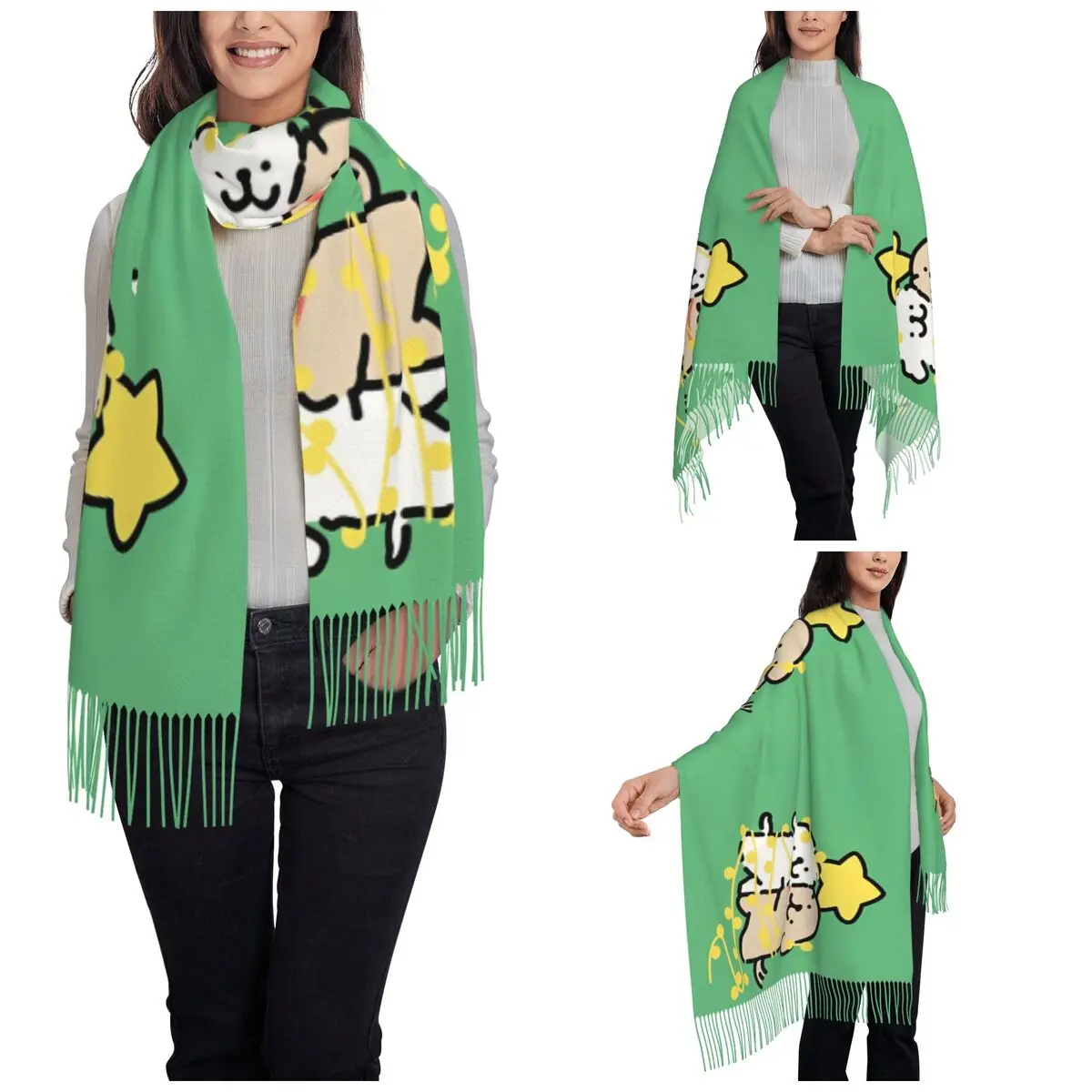 Ins Korea Line Puppy Maltese Shawl Wrap Womens Winter Large Soft Scarf Hold Star Cartoon Pashminas Shawl Scarves