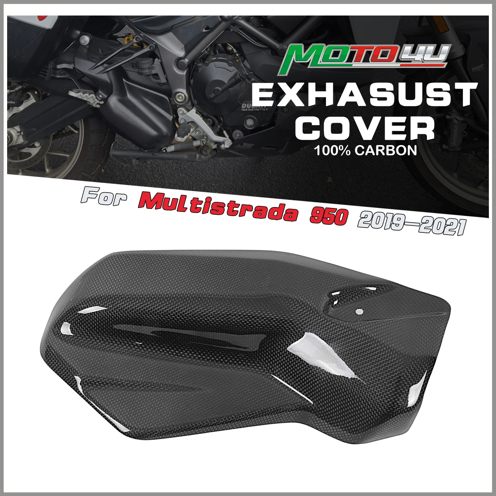 Für DUCATI Multistrada 950 2019-2021 Leinwandbindung Carbon Fiber Auspuff Abdeckung Motorrad Schalldämpfer Hitzeschild Rohr Schutz verkleidung