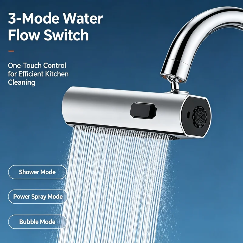 Home Sink Retractable Faucet Extension Head Anti-Splash with Waterfall Outlet And Pressure Boost Tap Aerator for Kitchen