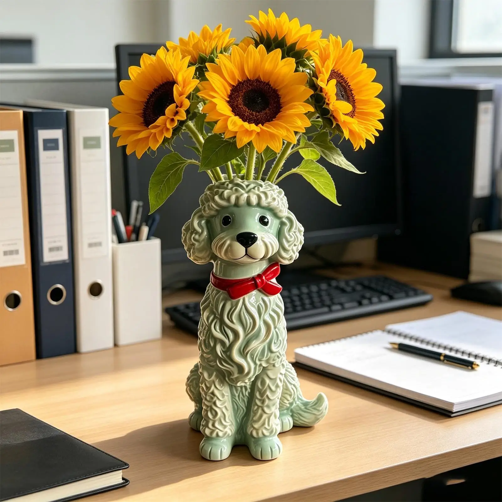 Animal Vases for Flowers Funny Resin Dog Shaped Centrepiece Handcrafted Animal Flower Vases for Bookshelf Tabletop Home Working