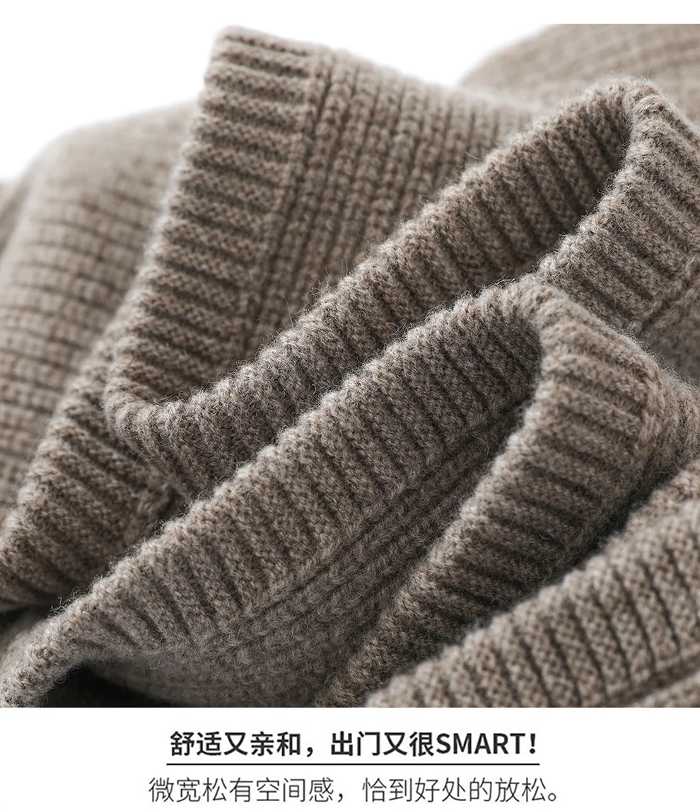 Autumn Winter Thickened One-Piece Scarf Hat 100% Merino Wool Knitted Frostproof Neck Protection Integrated Scarf Hat