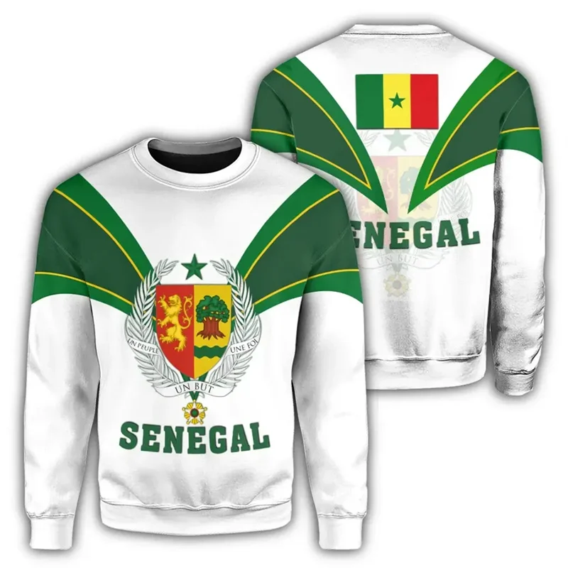 Senegal Flag Map Graphic Sweatshirts For Men Clothes Fashion Women Sweater Casual Male Streetwear Autumn Pullover Boy Tracksuit