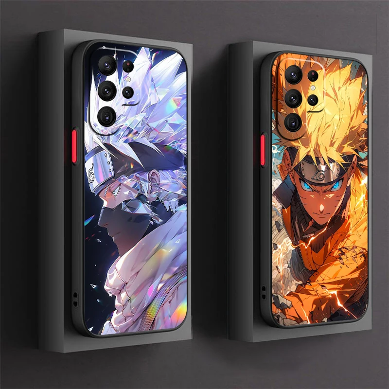 Anime N-Naruto K-Kakashi CoolFor Samsung Galaxy S24 S23 S22 S21 S20 S10 S9 S8 Ultra Plus FE 5G Frosted Translucent Phone Case